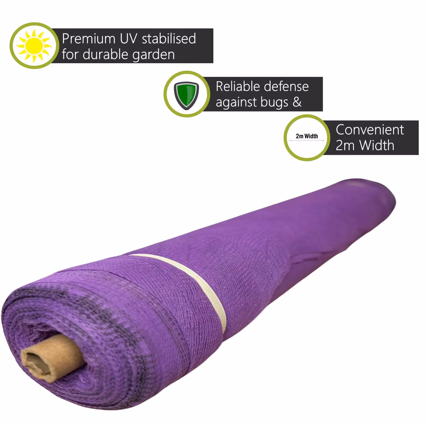 Pegdev Purple Heavy Duty UV Stabilised Plant and Crop Protection Netting for Vegetable Gardens, W: 2 m x L: 30 m – 2