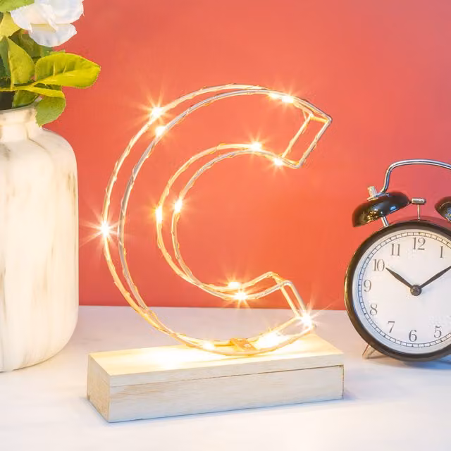 Lumiletter LED Alphabet Wire Frame Letter Light C in Gold, H: 22.0 cm, W: 16.0 cm, D: 5.0 cm – 1