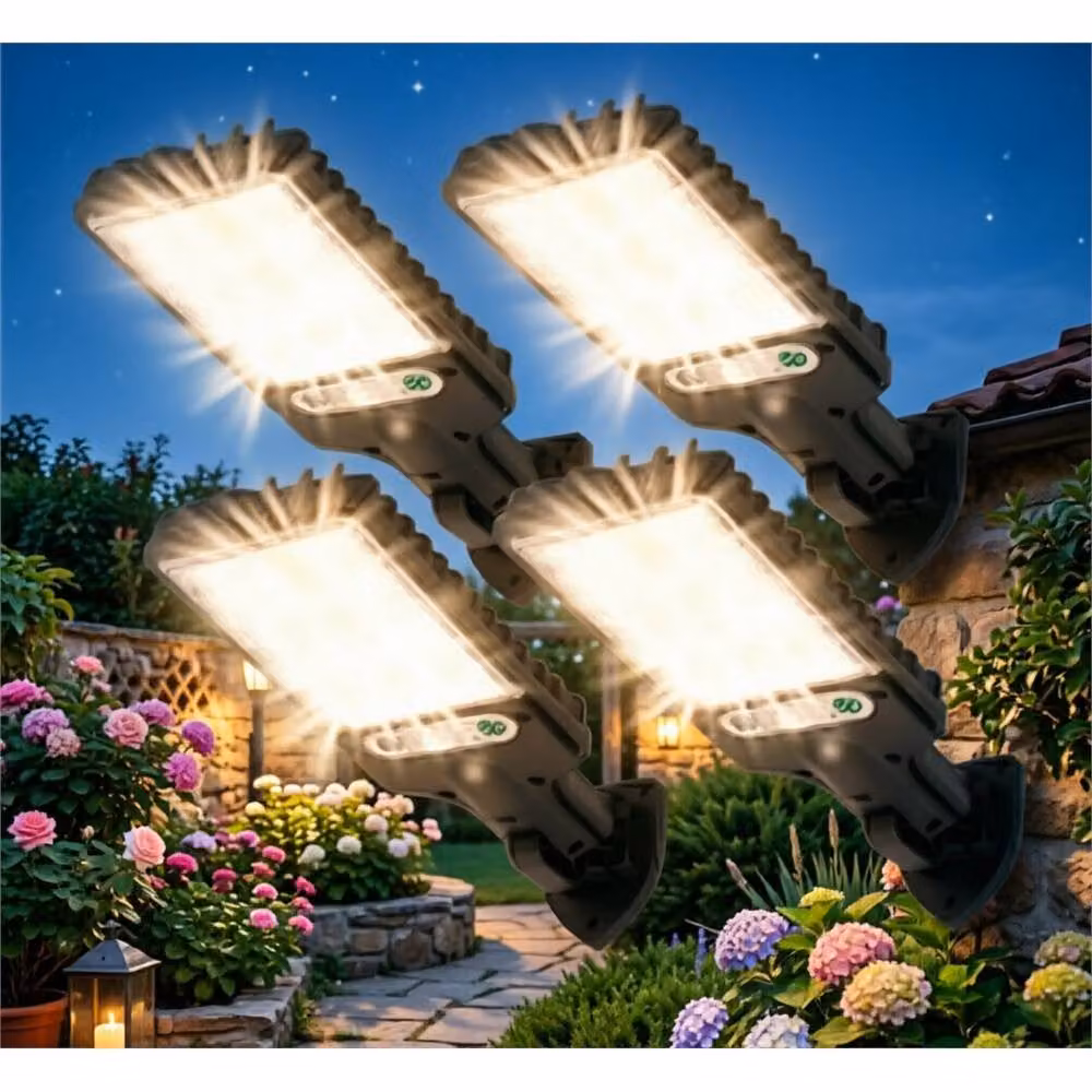 VOGREX 4-Pack Solar LED PIR Motion Sensor Floodlights with Remote Control in Black – 2