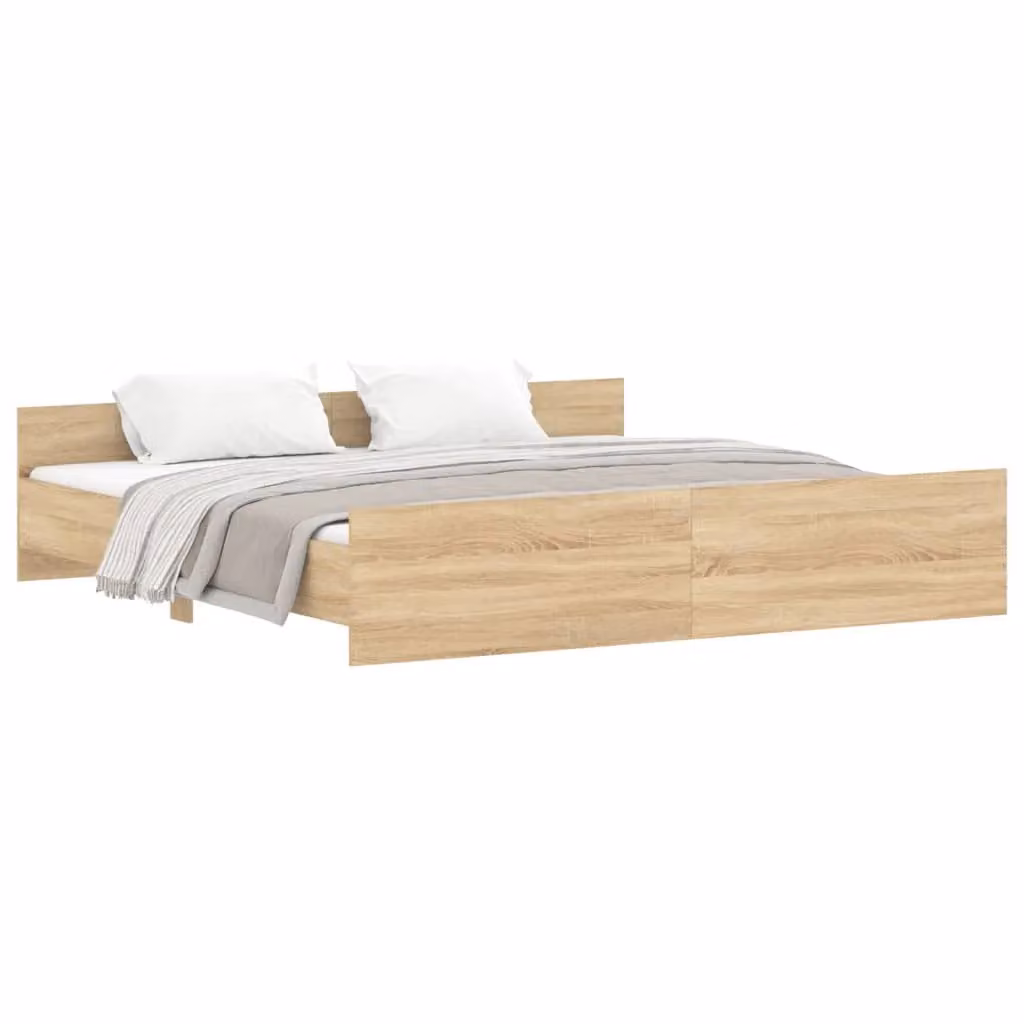 Berkfield Home Super King Bed Frame with Headboard and Footboard in Sonoma Oak Brown, W/D/H: 180 x 200 cm – 2