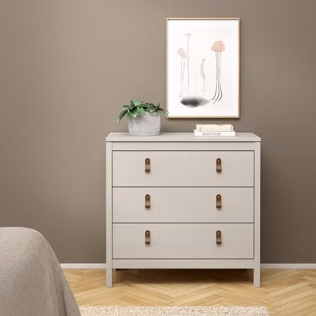 Furniture To Go Barcelona 3 Drawer Chest in Beige Cashmere with Soft Close Drawers
