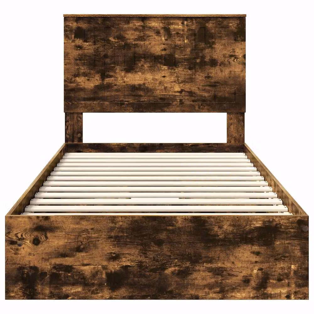 Berkfield Home Modern Storage Bed with Drawer in Smoked Oak Brown, W/D/H: 100 x 200 cm – 5