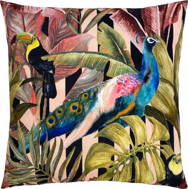 Make it a Home Peacock Toucan Outdoor Cushion Cover, Multicolour and Pink