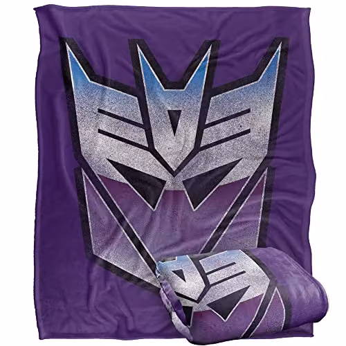 Hasbro Transformers Decepticon Shine Silky Touch Super Soft Fleece Blanket, White, W/D/H: 152 x 127 cm – 1