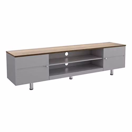 AVF 1900 Modern Wood TV Stand in White and Satin Grey with Soft Close Drawers and Media Compartments