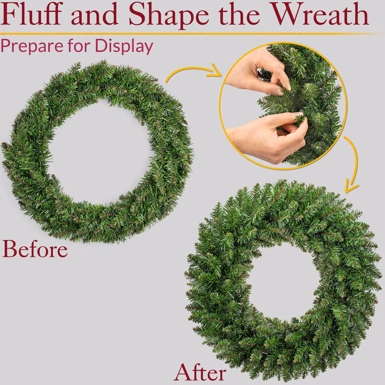 Christow Artificial Plain Xmas Spruce Wreath Front Door Decoration, Green, Diameter: 60 cm – 6