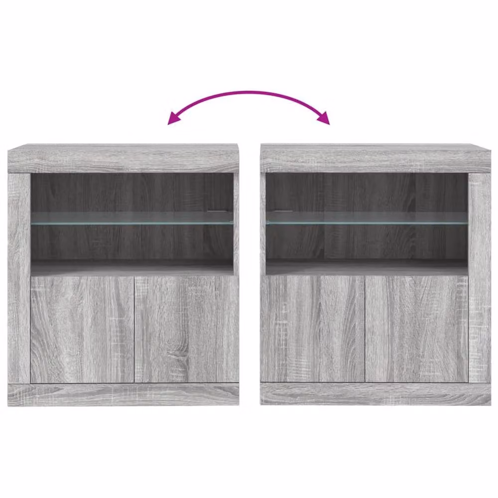 Berkfield Home Modern Sideboard with Integrated LED Lights in Grey Sonoma, W: 60.5 cm, D: 37 cm, H: 67 cm – 6