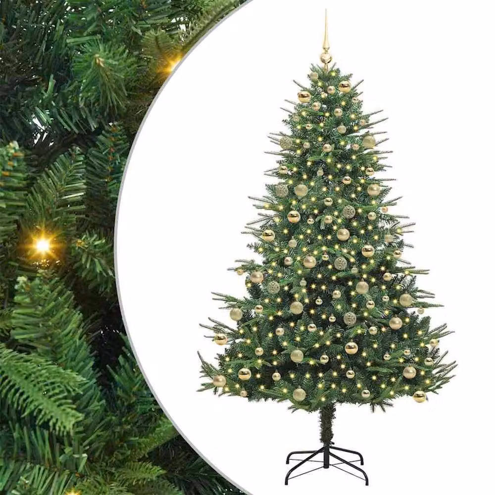 Berkfield Home Pre-lit Artificial Christmas Tree with Ball Set, Green, Height: 210 cm – 2