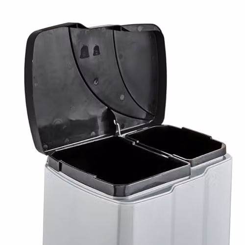 Keeeper Gunnar Pedal Bin with 2 Waste Compartments, 7 Litre + 15 Litre, Silver – 2