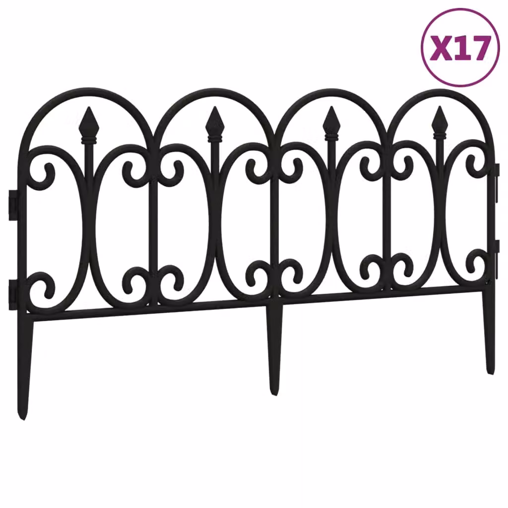 Berkfield Home Black Plastic Lawn Edging, 17 Pieces, 10 m – 2