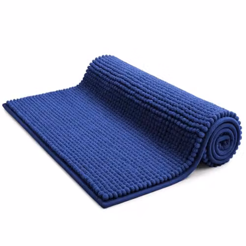 Keplin Non-Slip Microfibre Chenille Bath and Toilet Mat, Blue, W: 50 cm, D: 80 cm – 8