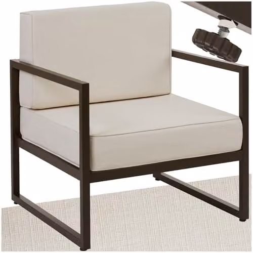 tectake Comosa Garden Chair in Brown with Powder-Coated Metal Frame and Minimalist Design – 1