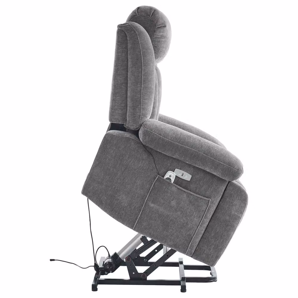 Matteo Electric Power Lift Recliner Chair with Massage, Heat and USB in Grey Fabric – 8