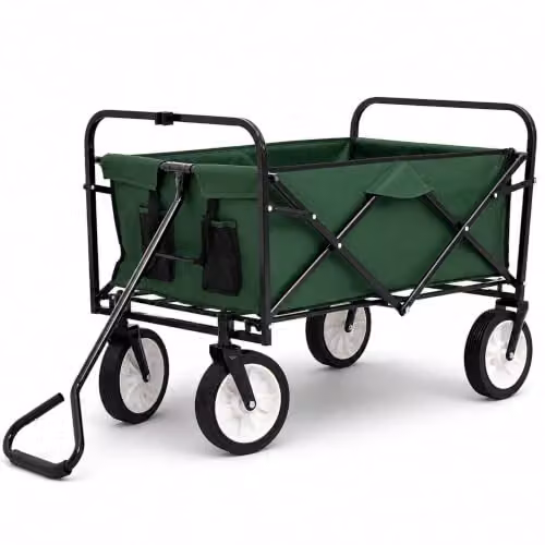 Oypla Heavy Duty Foldable Garden Trolley Cart in Green and Black – 4