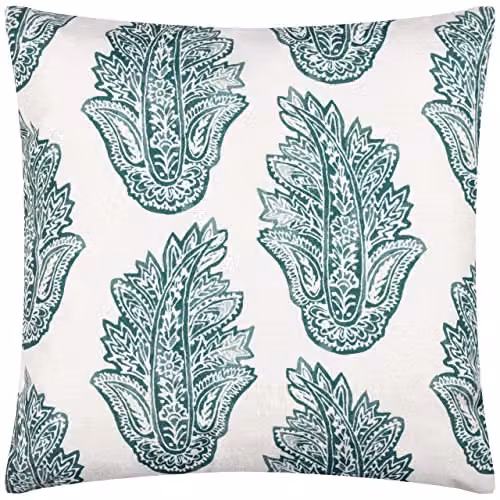 Paoletti Kalindi Paisley Floral Outdoor Cushion in Petrol Blue, W/D/H: 43 x 43 x 43 cm – 1