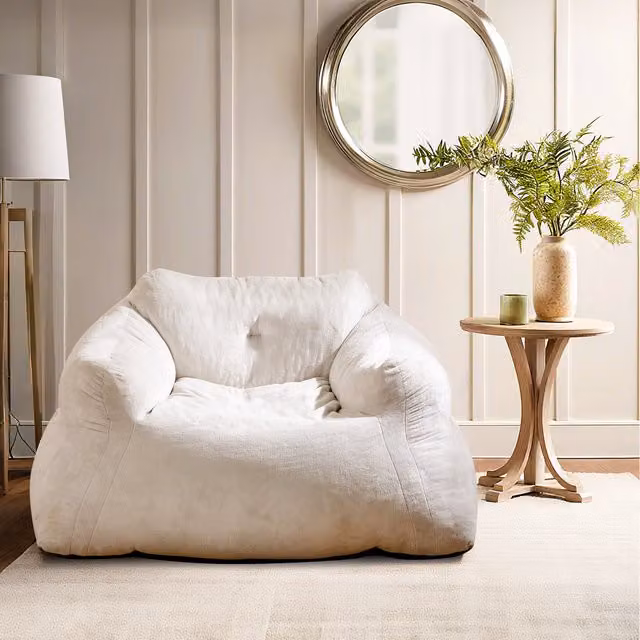Costway Plush Bean Bag Chair Lazy Sofa in Beige