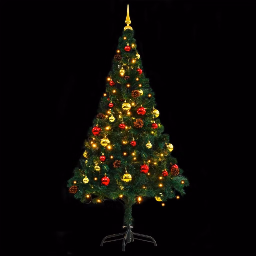 Berkfield Home Pre-lit Artificial Christmas Tree with Baubles, Green, Height: 150 cm – 3