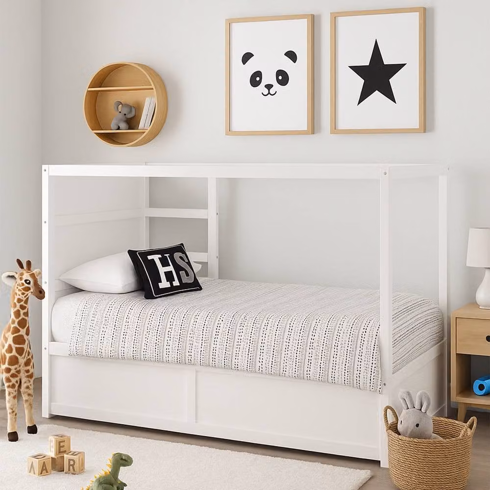 Aspire Hideout Reversible Midsleeper Children's Bed with Memory Foam Mattress in White, Single Size 90 x 190 cm