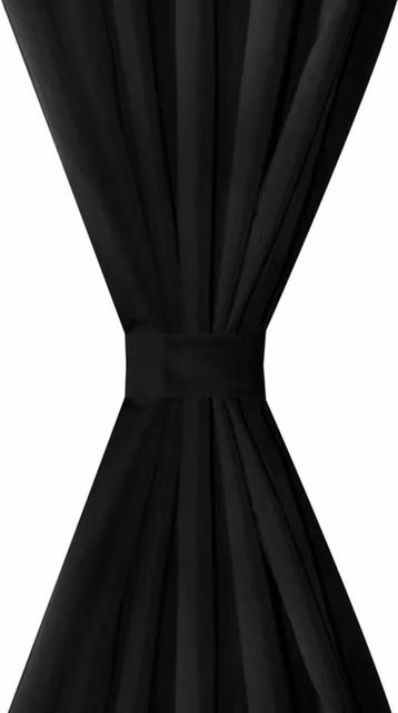 Berkfield Home Black Micro-Satin Curtain Set of 2 with Tabs, W: 140 cm, H: 225 cm – 1