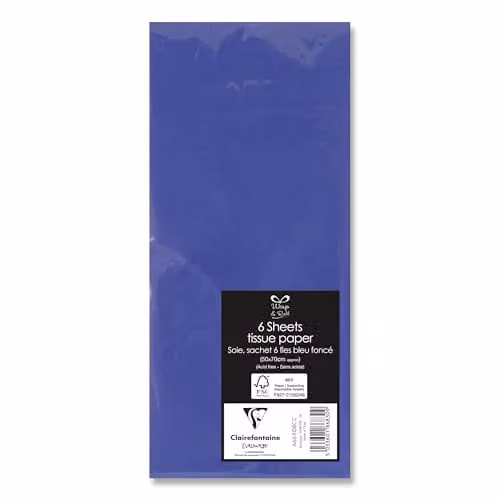 Eurowrap Wrap & Roll Blue Acid Free Tissue Paper, 6 Sheets, W: 50 cm, H: 70 cm