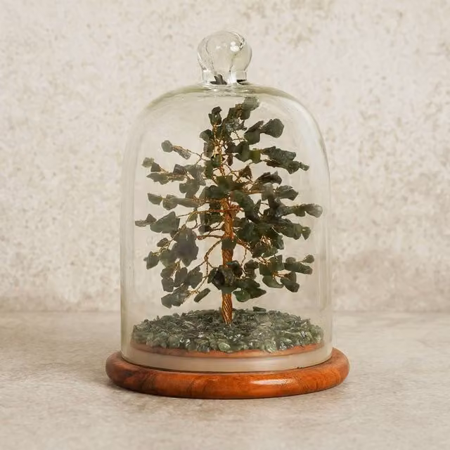 Serenity Small Aventurine Green Gemstone Dome Tree Tabletop Decoration