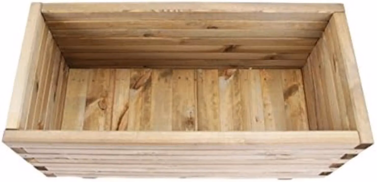 Primrose Natural Pine Wooden Raised Bed Outdoor Trough Planter, Width: 90 cm – 3
