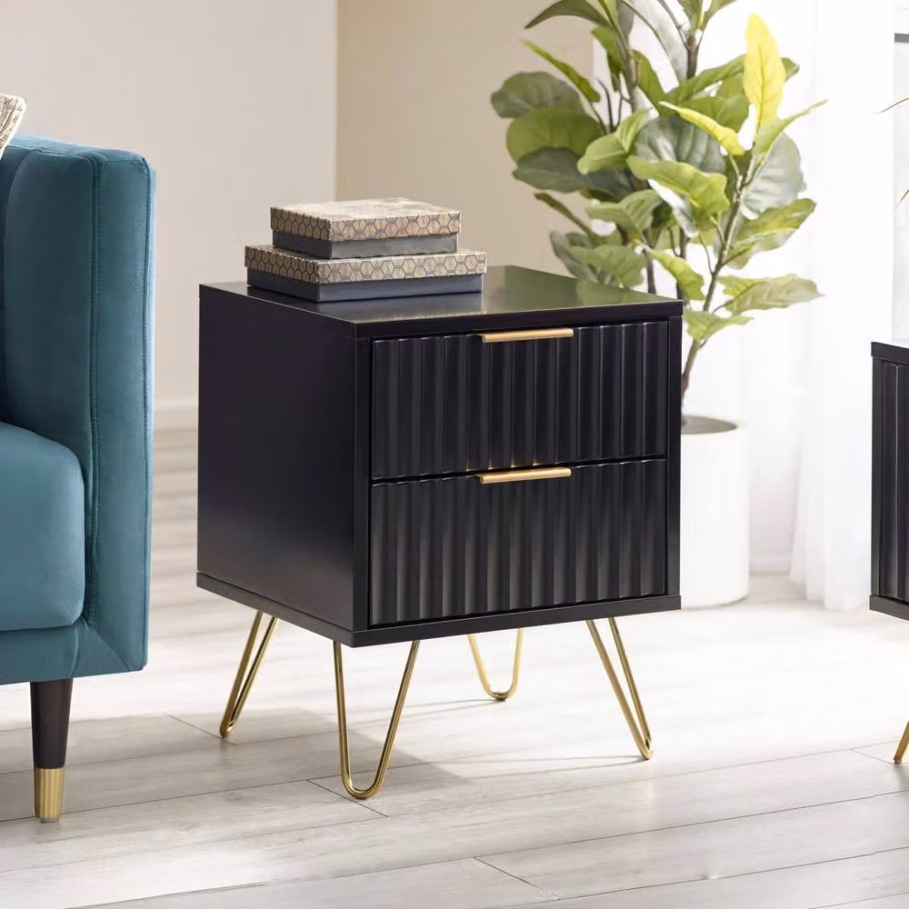 Cheshire Bellano Modern Square Lamp Table in Matt Black – 2