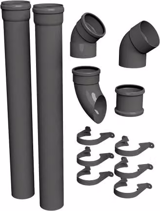 FloPlast 110mm Industrial/Xtraflo Swan Neck Downpipe Kit in Grey