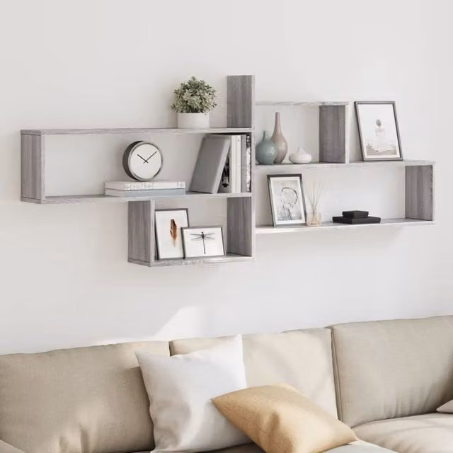 Berkfield Home Wall Mounted Shelf in Grey Sonoma, W: 167.5 cm, D: 18 cm, H: 68 cm
