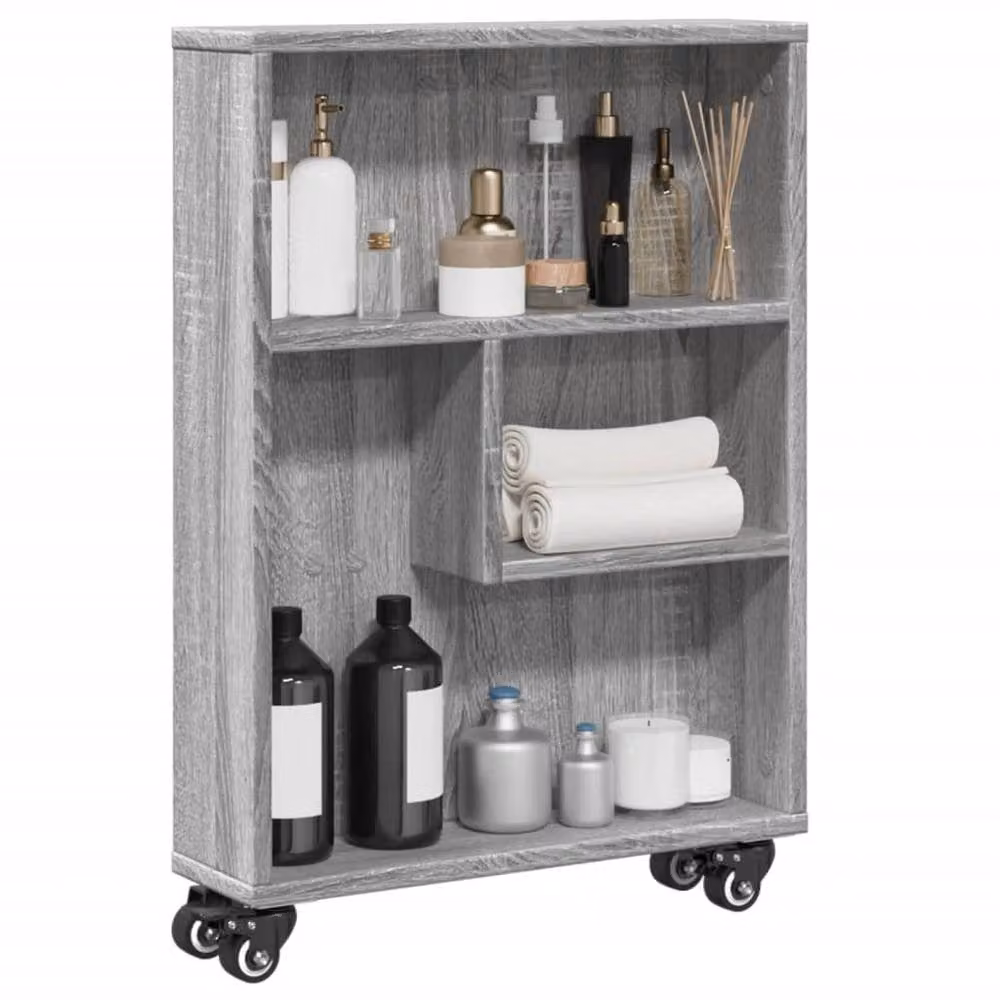 Berkfield Home Narrow Storage Trolley in Grey Sonoma, W/D/H: 48 x 13 x 68 cm – 2