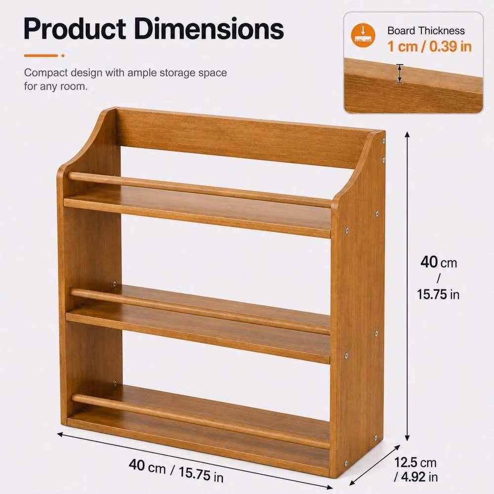 Kelvenix 3-Tier Wooden Spice Rack in Brown and Sand, W/D/H: 40.2 x 40.2 x 12.6 cm – 2