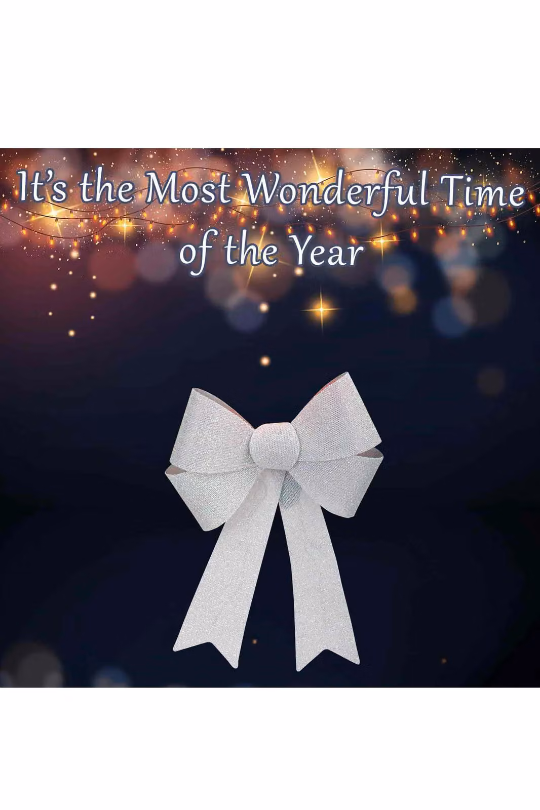 VFM e-Store Light Up Tinsel Christmas Bow Decoration, White, H 29 cm x W 43 cm x D 10 cm – 2