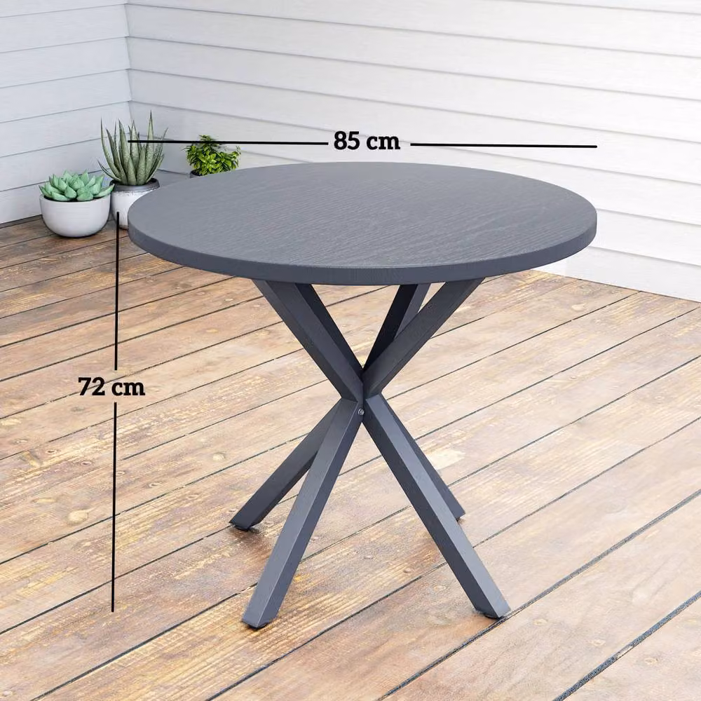 Wyld Haus Round Garden Dining Table, Grey, Diameter: 85 cm – 3