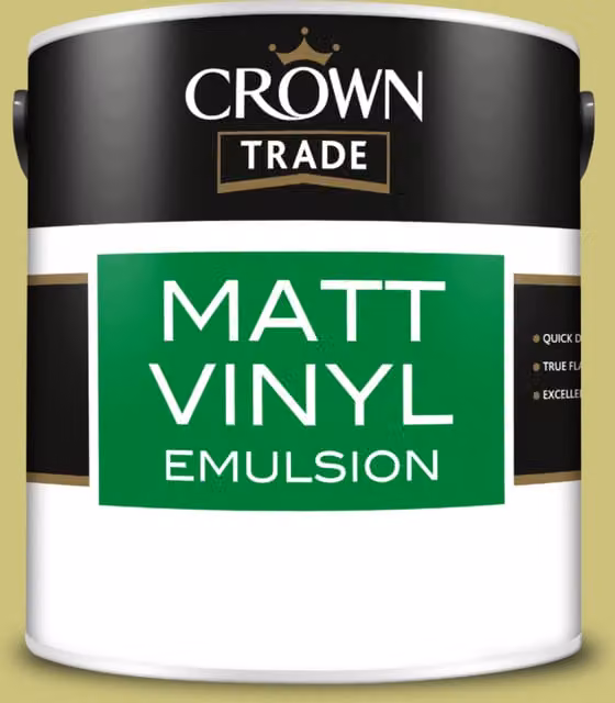 Crown Trade Matt Vinyl Dispersion Paint in Gentle Olive, 2.5l – 1