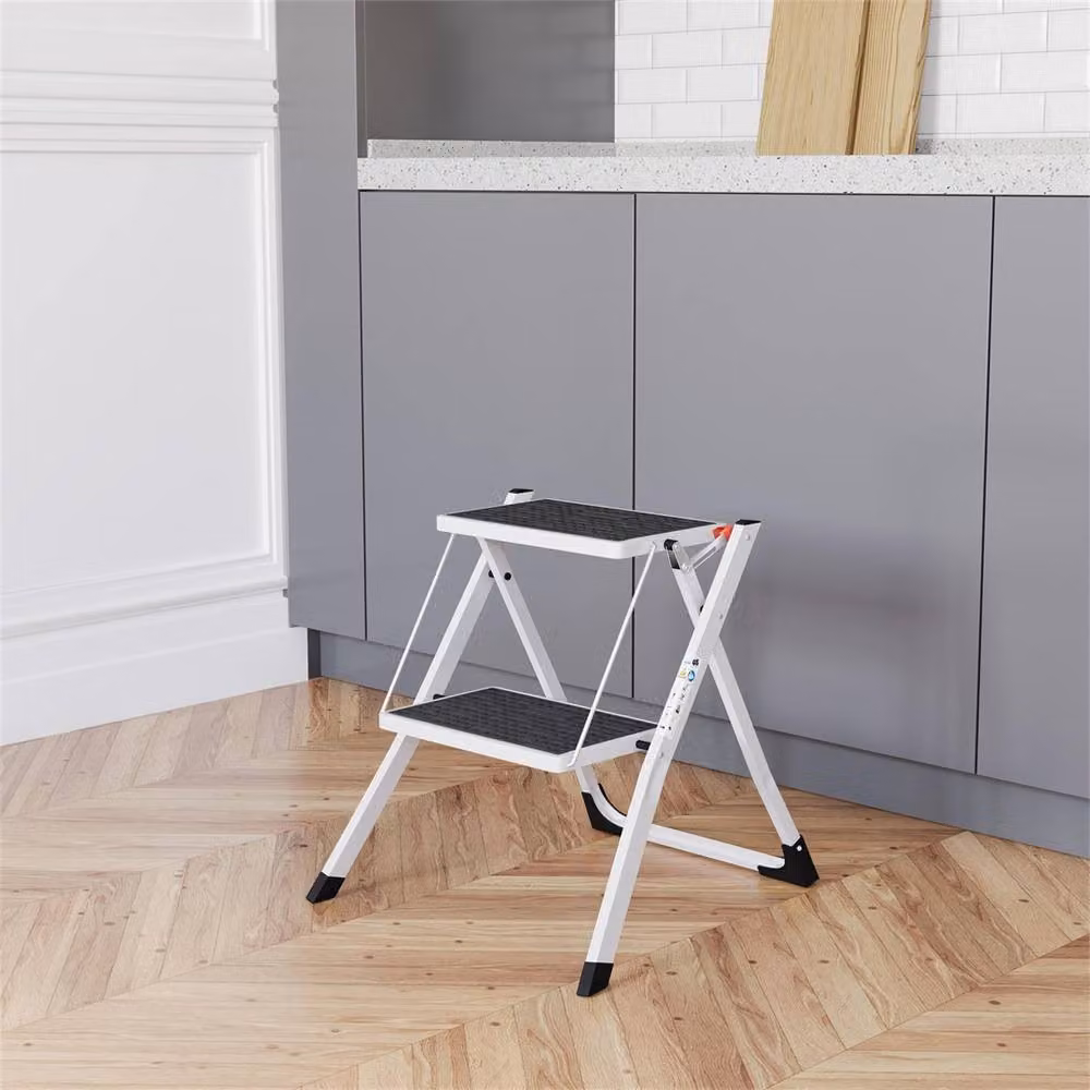 PAWNORA 2 Step Folding Portable Compact Ladder Stool in White – 5