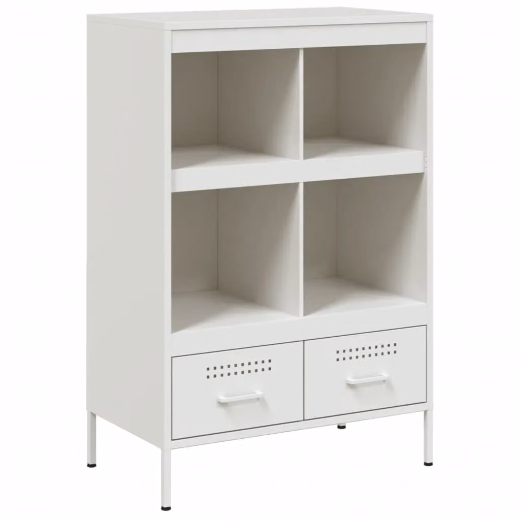 Berkfield Home White Steel Highboard, W: 68 cm, D: 39 cm, H: 101.5 cm – 2