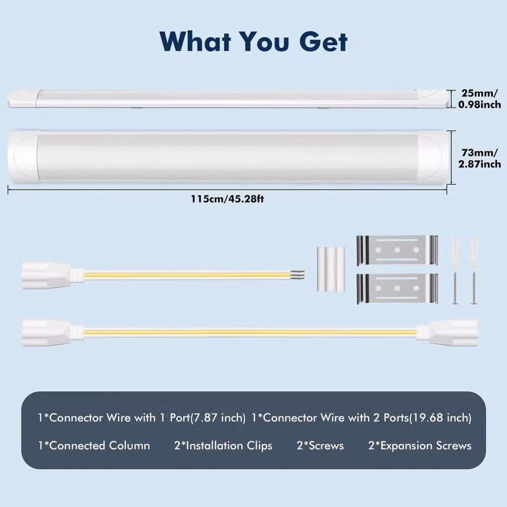 NESTLUNE White LED Batten Light, 6500K Daylight Connectable Fluorescent Strip Light – 2