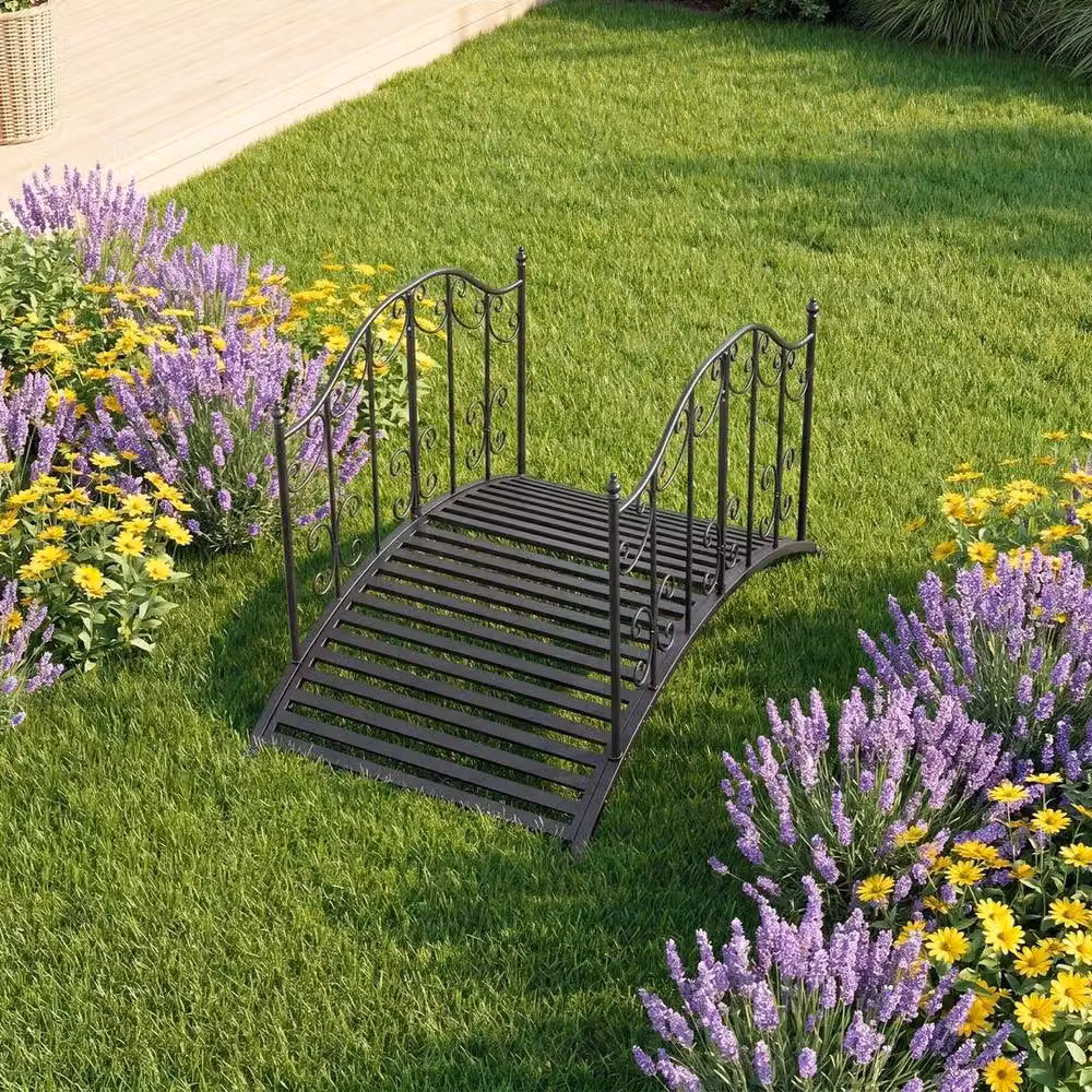 Kelvenix Black Metal Decorative Garden Bridge – 3