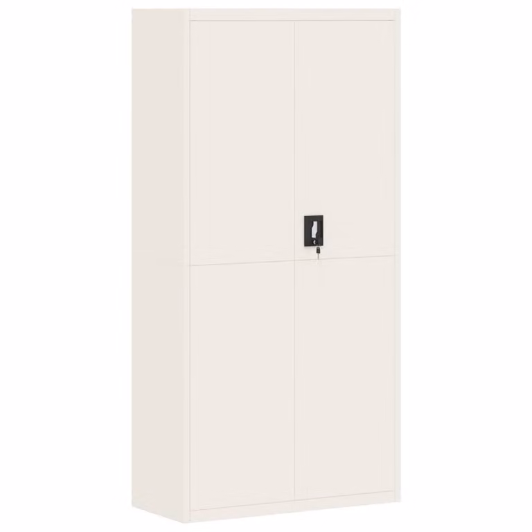 Berkfield Home White Steel File Cabinet with Hinged Doors and Adjustable Shelves, W/D/H: 90 x 40 x 220 cm