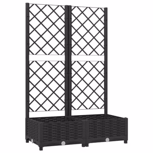 vidaXL Black Plastic Garden Planter Tub for Climbers W/D/H: 80 x 40 x 121.5 cm