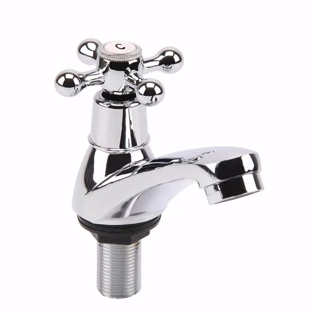 FLAVORA 2-Piece Chrome Brass Basin Tap Set in Silver with Two Handles – 1