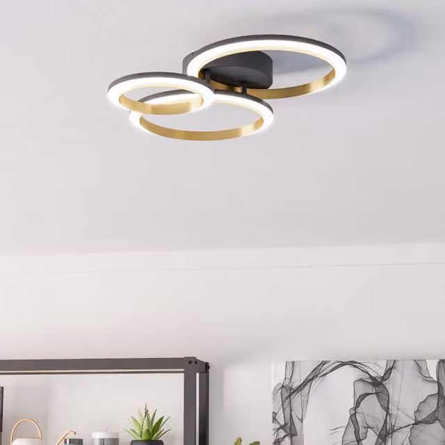 Eglo Calliera Modern LED Circle Ceiling Light in Black, Diameter: 49 cm