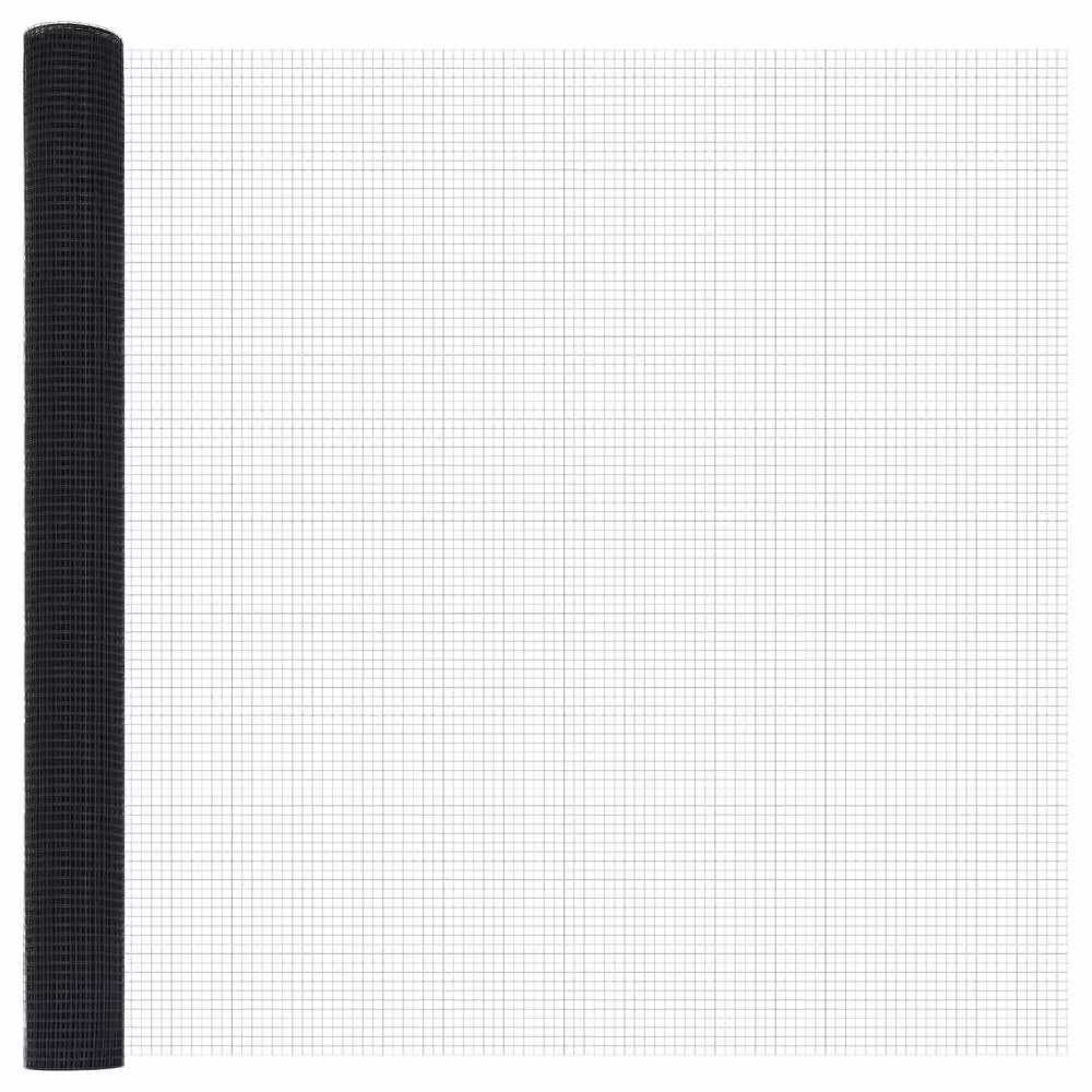 Berkfield Home Round Mesh Fence Post Set of 2 in Grey Metal and PVC – 4