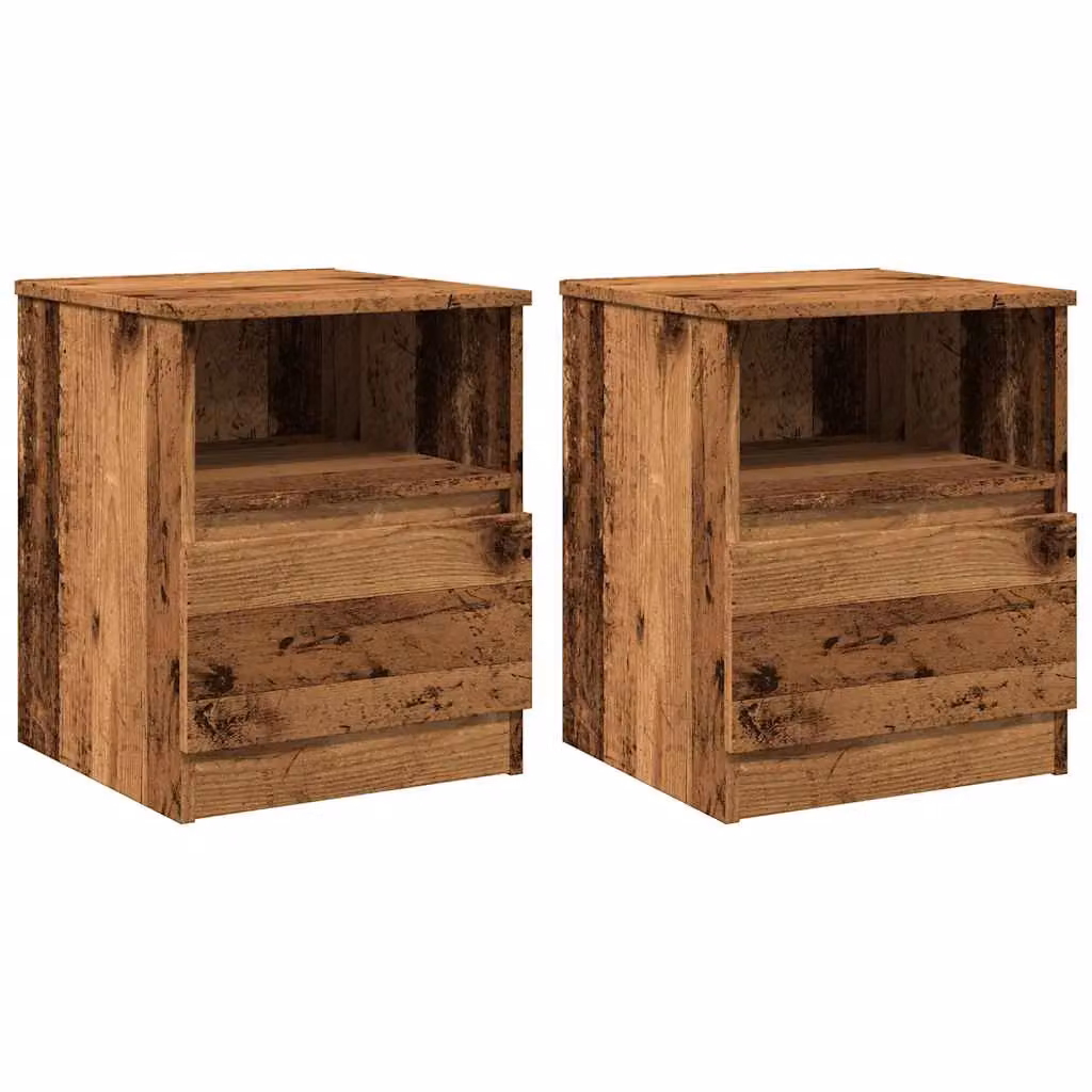 Berkfield Home Set of 2 Bedside Cabinets in Old Wood Brown, W/D/H: 40 x 40 x 50 cm – 2