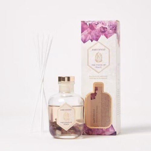 HOMESCAPES Amethyst Crystal Reed Diffuser with Lavender Scent in Purple