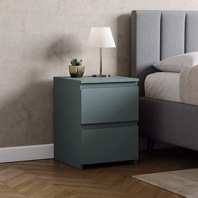 HD Designs Denver 2 Drawer Bedside Chest of Drawers in Green – 1
