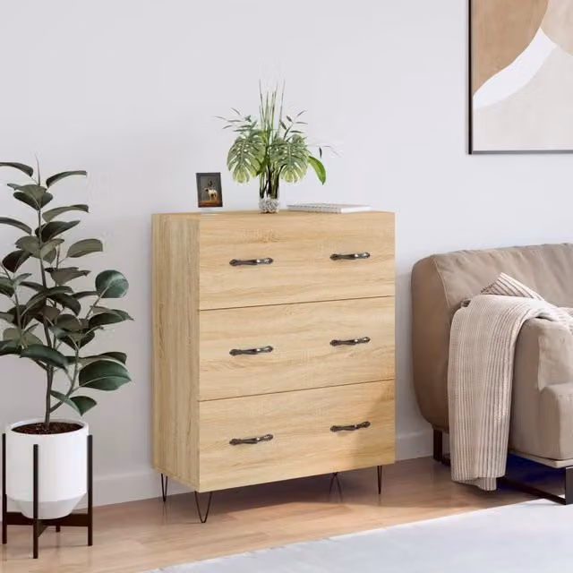 Berkfield Home Sonoma Oak Sideboard in Brown, W/D/H: 69.5 x 34 x 90 cm – 1