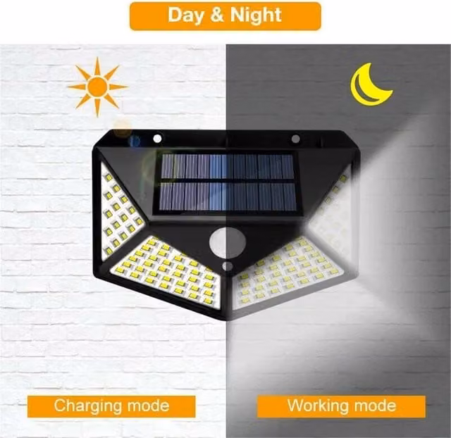 FLAVORA LED Solar Power Fence Light with PIR Motion Sensor in Black – 1