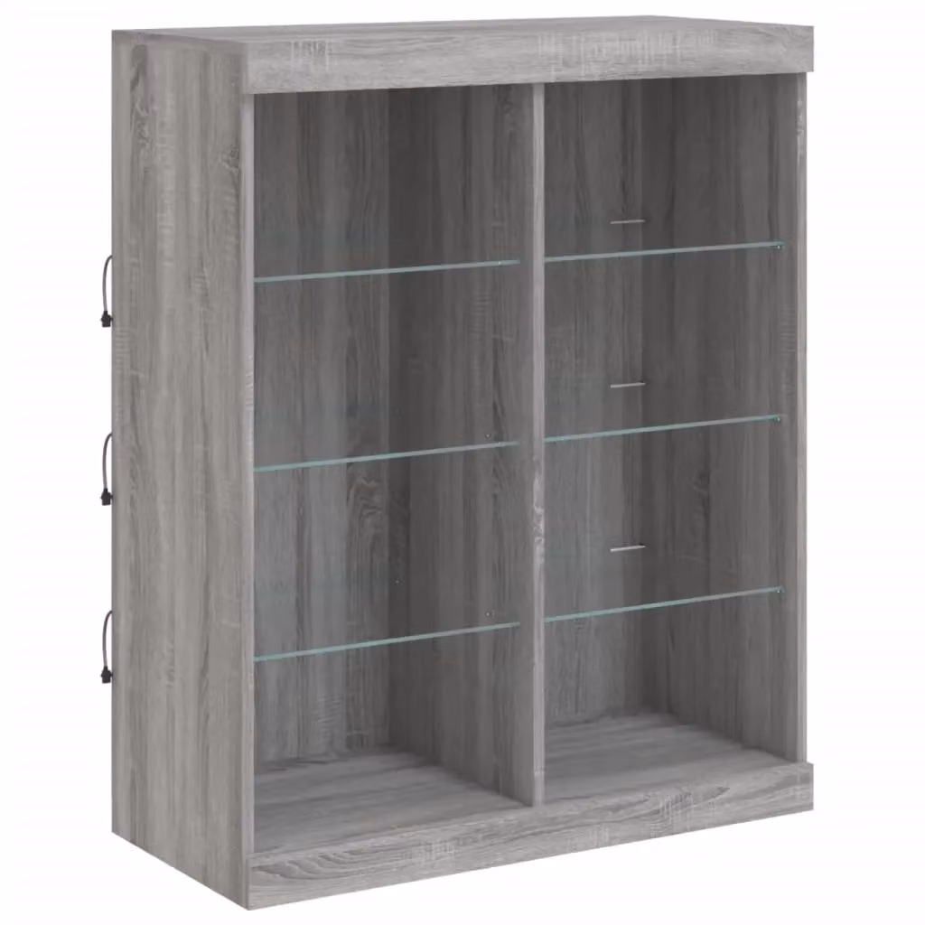 Berkfield Home Modern Sideboard with Integrated LED Lights in Grey Sonoma, W/D/H: 202 x 37 x 100 cm – 5