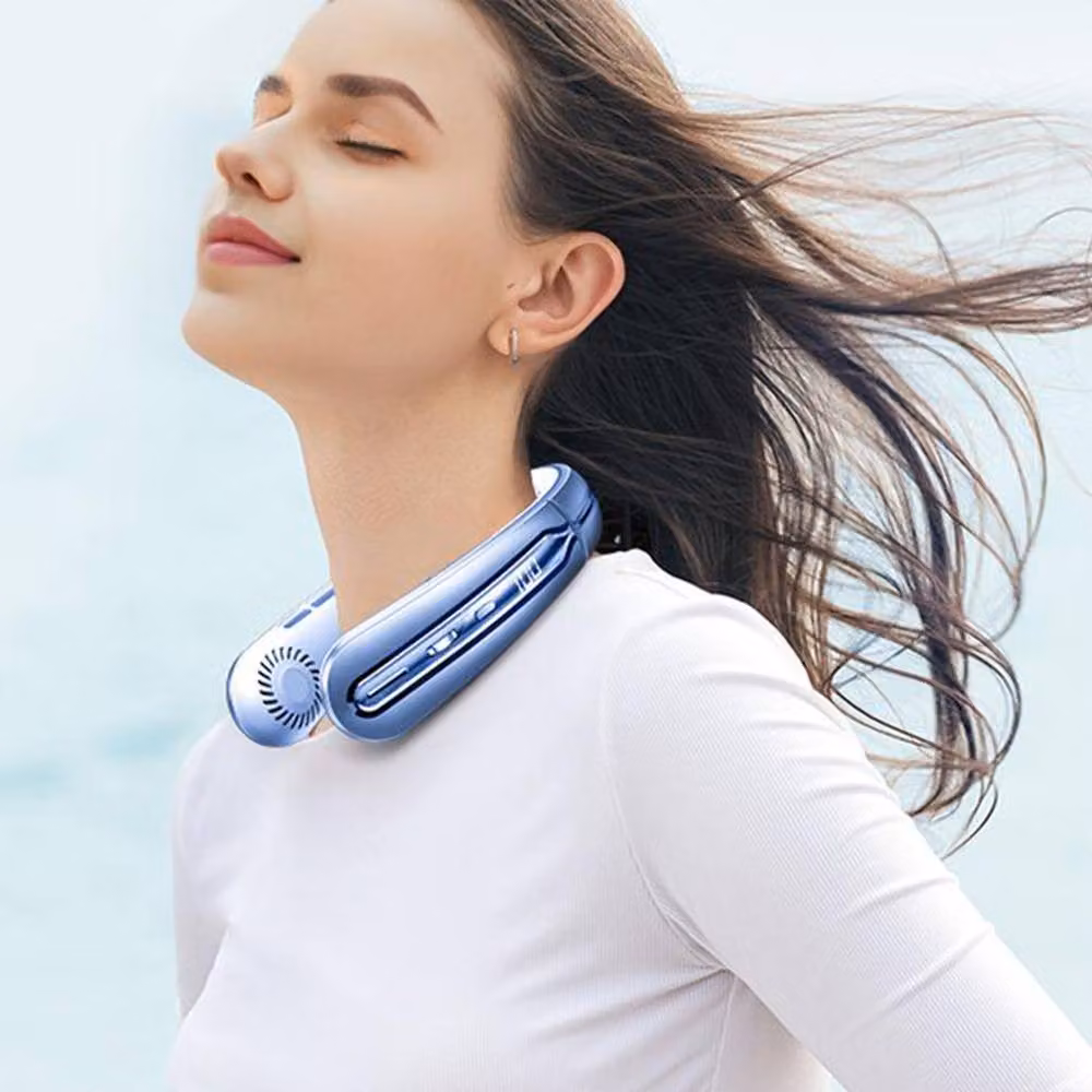 Quipulse Portable Neck Fan with Surrounding Cool Air in Blue – 3